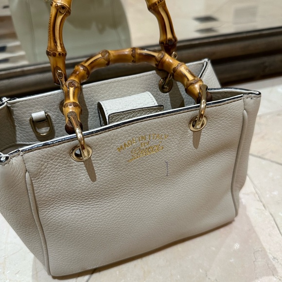 Gucci Handbags - Gucci mini bamboo handle calf skin tote